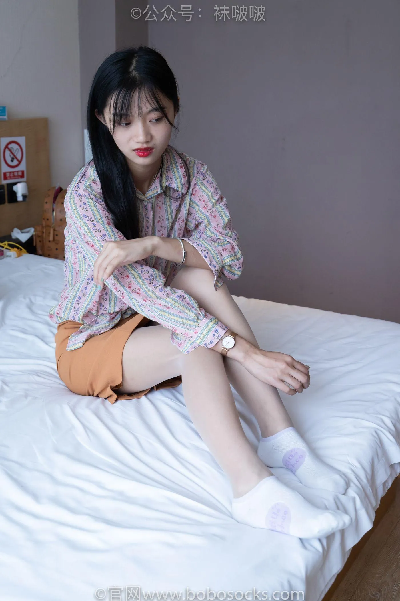 [BoBoSocks袜啵啵]NO.008 涵涵-帆布鞋、白色短棉袜、肉丝 [139P]插图5